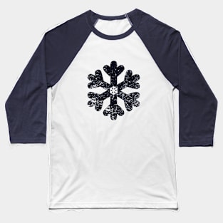 Black Distressed Snowflake Baseball T-Shirt